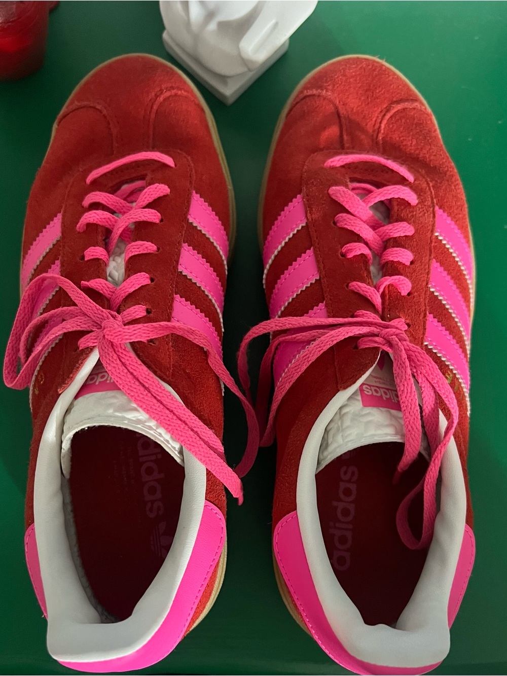 💗❤️ ADIDAS Gazelle Bold Sneakers Women’s Size 9 Red Pink Suede Platform Gum Sole